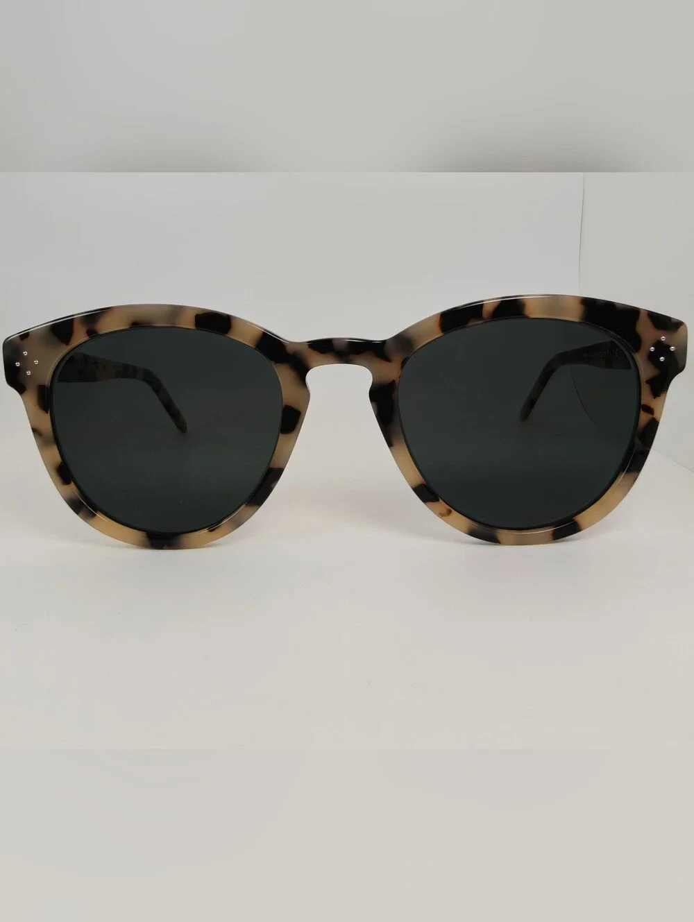 Augustine. Tortoiseshell Round Sunglasses with Dark Lenses.